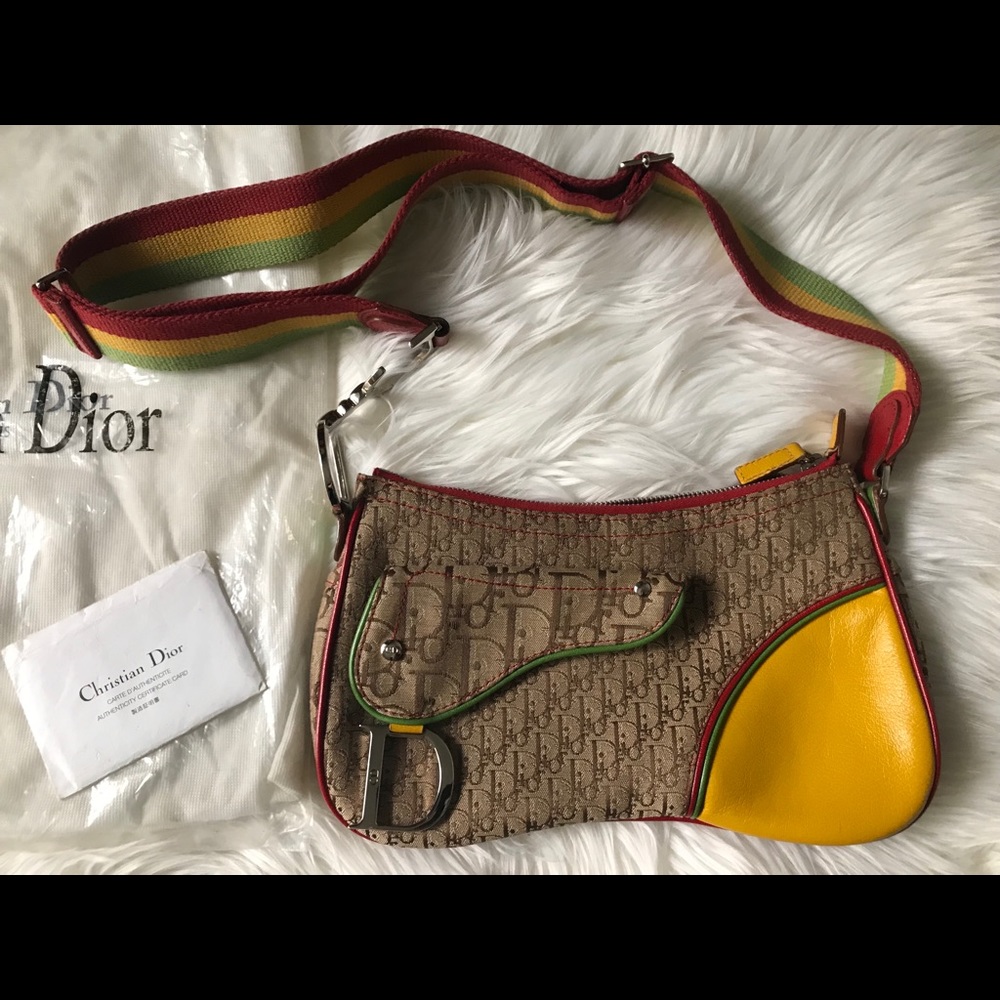 Christian Dior saddle Rasta Bag